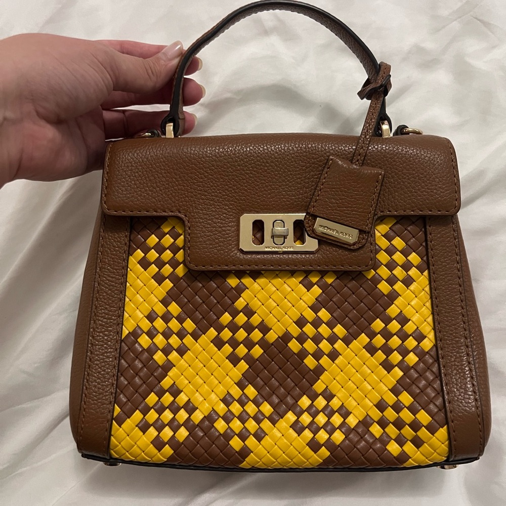 Brown and Yellow Woven purse